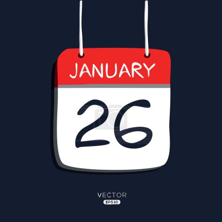 Kreatives Kalenderblatt mit einem einzigen Tag (26. Januar), Vektorillustration.