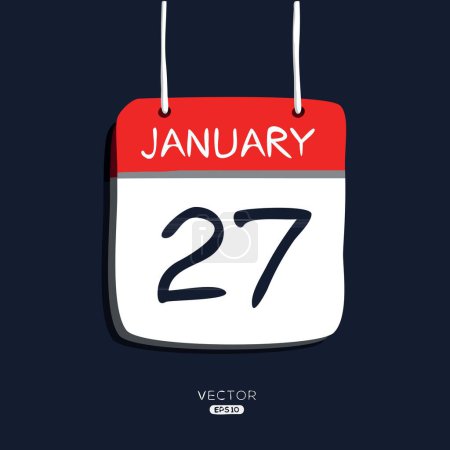 Creative calendar page with single day (27 January), Vector illustration.