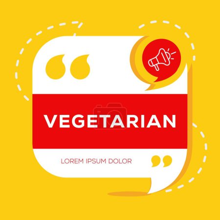 (Végétarien) texte écrit en bulle vocale, Illustration vectorielle.