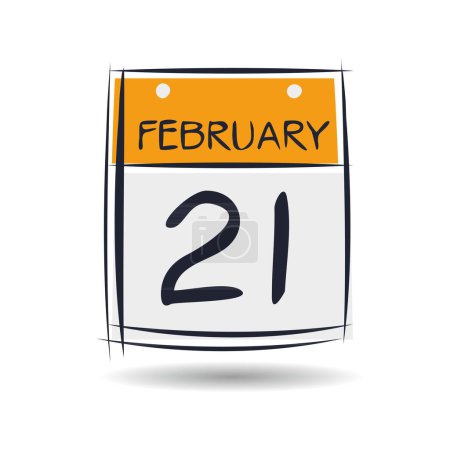 Página del calendario creativo con un solo día (21 de febrero), ilustración vectorial.