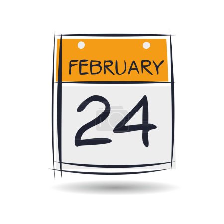 Creative calendar page with single day (24 February), Vector illustration.