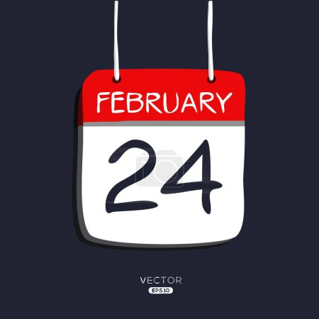 Creative calendar page with single day (24 February), Vector illustration.