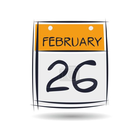 Página del calendario creativo con un solo día (26 de febrero), ilustración vectorial.