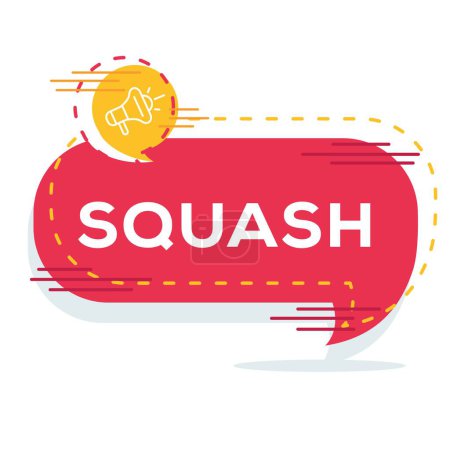 (Squash) texte écrit en bulle vocale, illustration vectorielle.