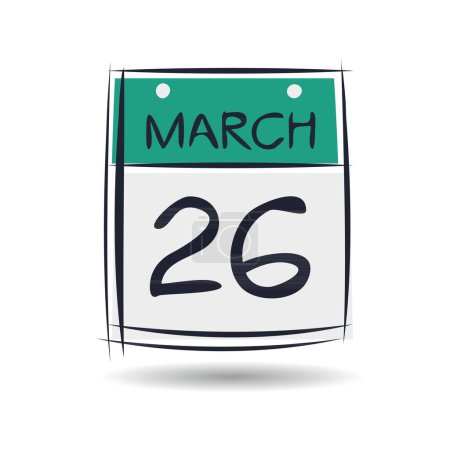 Página del calendario creativo con un solo día (26 de marzo), ilustración vectorial.