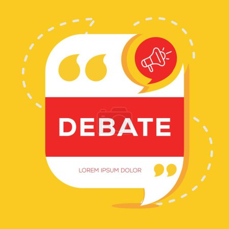 Illustration for (Debate) text written in speech bubble, Vector illustration. - Royalty Free Image