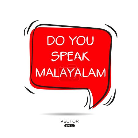 Parlez-vous malayalam ?, Illustration vectorielle.