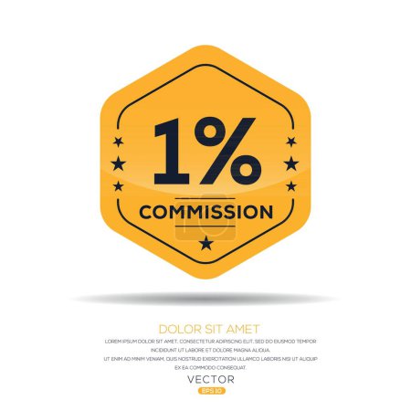 1% Oferta limitada de la Comisión, Etiqueta vectorial.