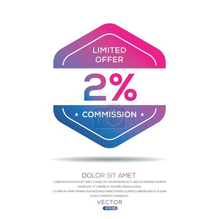 2% Oferta limitada de la Comisión, etiqueta Vector.