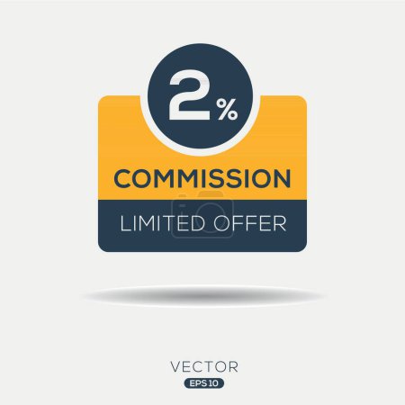 2% Oferta limitada de la Comisión, etiqueta Vector.