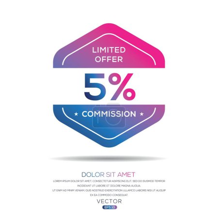 5% Oferta limitada de la Comisión, etiqueta Vector.