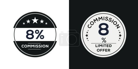 8% Oferta limitada de la Comisión, etiqueta Vector.