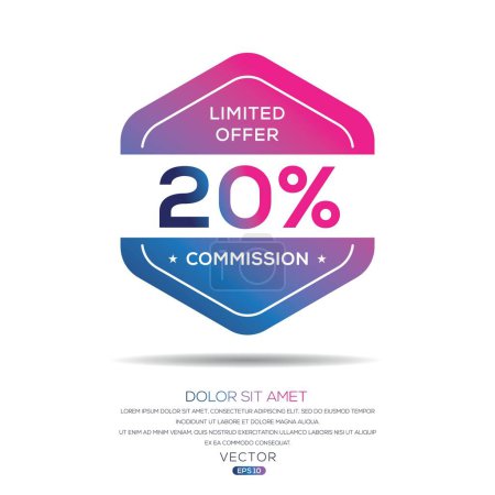 20% Oferta limitada de la Comisión, etiqueta Vector.