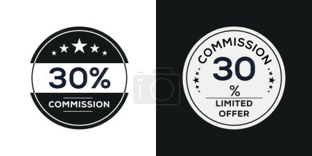 30% Oferta limitada de la Comisión, etiqueta Vector.