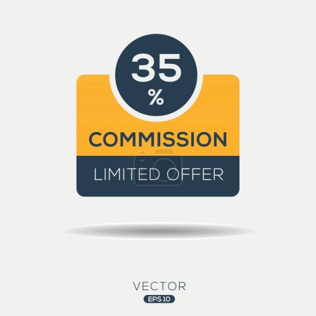 35% Oferta limitada de la Comisión, etiqueta Vector.
