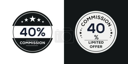 40% Oferta limitada de la Comisión, etiqueta Vector.