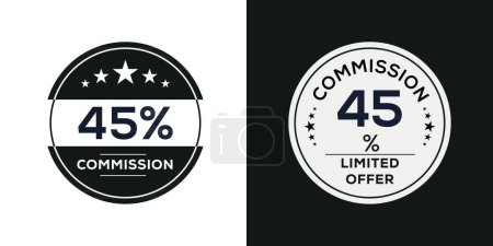 45% Kommission begrenztes Angebot, Vector Label.