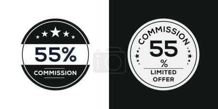 55% Kommission begrenztes Angebot, Vector Label.