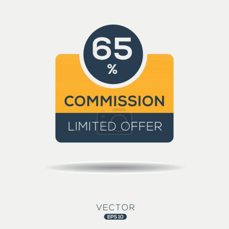 65% Oferta limitada de la Comisión, etiqueta Vector.