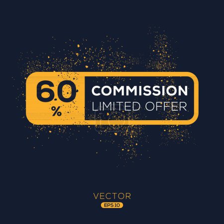 60% Oferta limitada de la Comisión, etiqueta Vector.