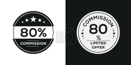 80% Oferta limitada de la Comisión, etiqueta Vector.