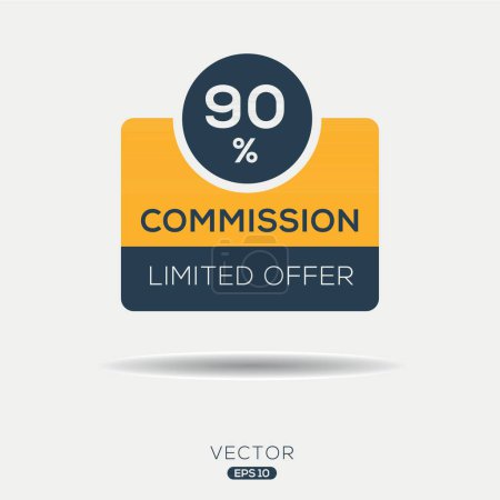 90% Oferta limitada de la Comisión, etiqueta Vector.