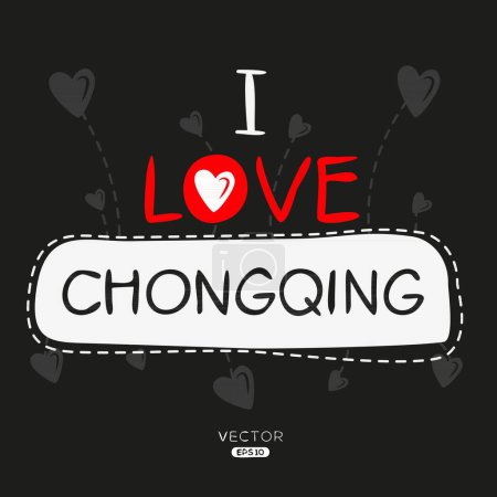 Ilustración de Diseño de texto de etiqueta creativa Chongqing, Se puede utilizar para pegatinas y etiquetas, camisetas, invitaciones e ilustraciones vectoriales. - Imagen libre de derechos