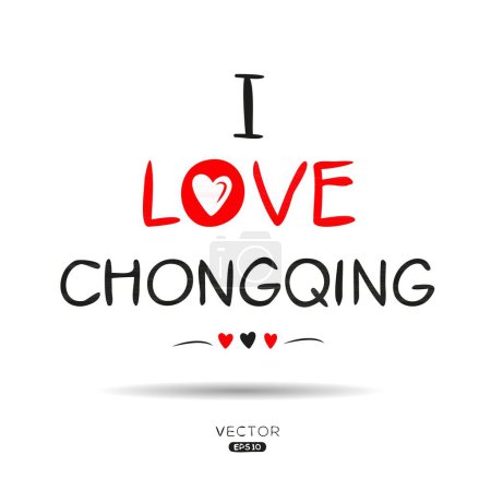 Ilustración de Diseño de texto de etiqueta creativa Chongqing, Se puede utilizar para pegatinas y etiquetas, camisetas, invitaciones e ilustraciones vectoriales. - Imagen libre de derechos