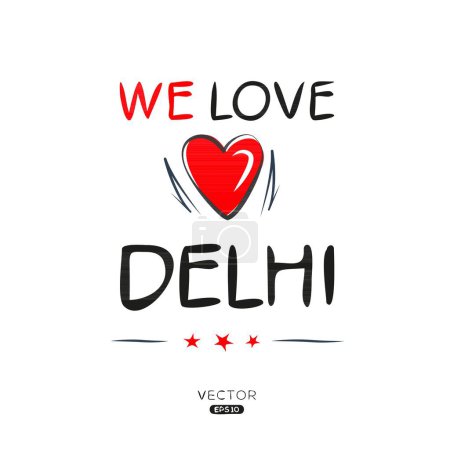 Illustration for Delhi Creative label text design, It can be used for stickers and tags, T-shirts, invitations, and vector illustrations. - Royalty Free Image