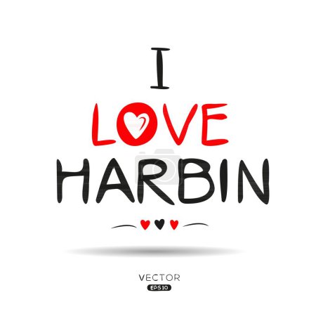 Diseño de texto de etiqueta creativa Harbin, Se puede utilizar para pegatinas y etiquetas, camisetas, invitaciones e ilustraciones vectoriales.