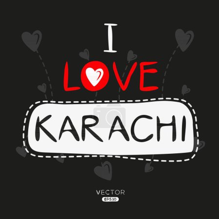 Téléchargez les illustrations : Karachi Creative conception de texte d'étiquette, Il peut être utilisé pour les autocollants et les étiquettes, T-shirts, invitations et illustrations vectorielles. - en licence libre de droit
