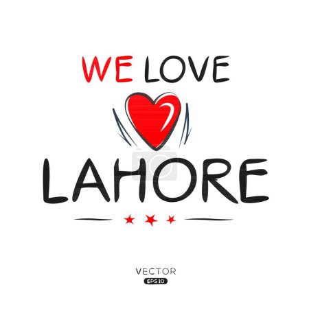 Lahore Diseño de texto de etiqueta creativa, Se puede utilizar para pegatinas y etiquetas, camisetas, invitaciones e ilustraciones vectoriales.