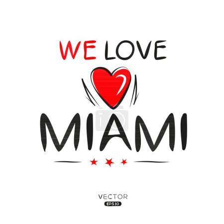 Diseño de texto de etiqueta creativa de Miami, se puede utilizar para pegatinas y etiquetas, camisetas, invitaciones e ilustraciones vectoriales.