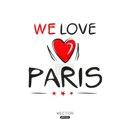 Illustration for Paris Creative label text design, It can be used for stickers and tags, T-shirts, invitations, and vector illustrations. - Royalty Free Image