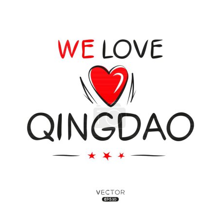 Qingdao Creative label text design, It can be used for stickers and tags, T-shirts, invitations, and vector illustrations.