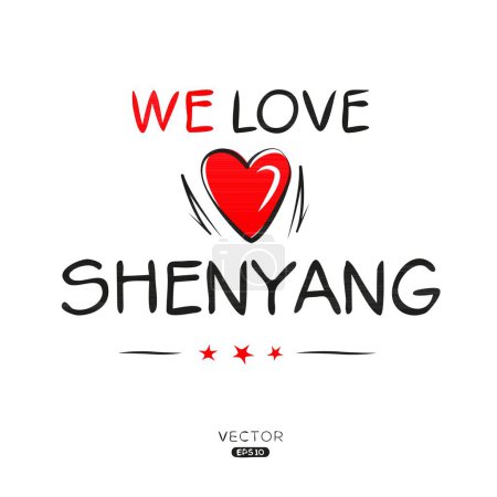 Illustration for Shenyang Creative label text design, It can be used for stickers and tags, T-shirts, invitations, and vector illustrations. - Royalty Free Image