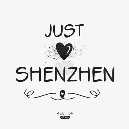 Shenzhen Diseño de texto de etiqueta creativa, Se puede utilizar para pegatinas y etiquetas, camisetas, invitaciones e ilustraciones vectoriales.