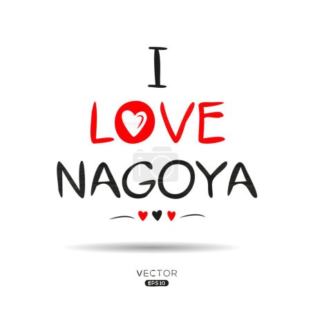 Nagoya Kreatives Textdesign für Etiketten, es kann für Aufkleber und Tags, T-Shirts, Einladungen und Vektorillustrationen verwendet werden.