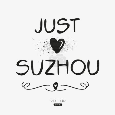 Téléchargez les illustrations : Suzhou Creative conception de texte d'étiquette, Il peut être utilisé pour les autocollants et les étiquettes, T-shirts, invitations et illustrations vectorielles. - en licence libre de droit
