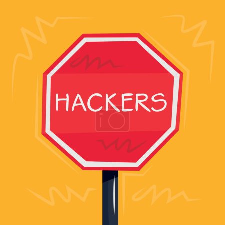Hackers Warning sign, vector illustration.