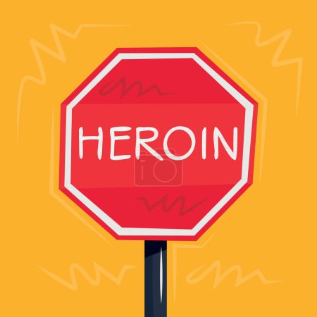 Heroin Warnschild, Vektorabbildung.
