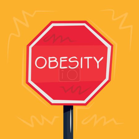 Obesidad Signo de advertencia, ilustración vectorial.