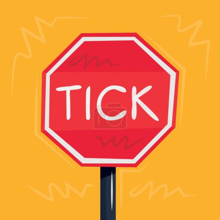Tick Warning sign, vector illustration.
