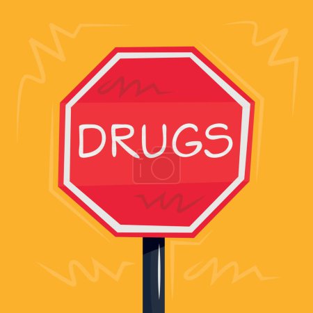 Drugs Warning sign, vector illustration.