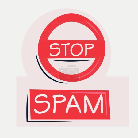 Señal de advertencia de spam, ilustración de vectores.