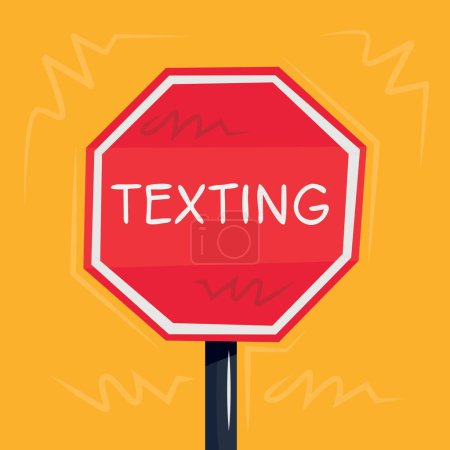 Texting Warning sign, vector illustration.