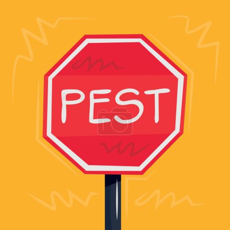 Pest Warning sign, vector illustration.