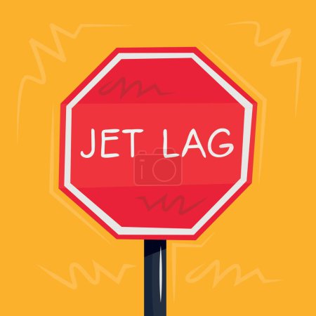 Jet lag Warning sign, vector illustration.