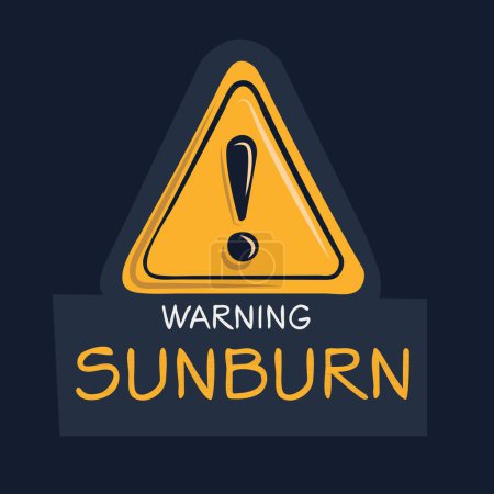 Ilustración de Signo de advertencia de quemaduras solares, ilustración vectorial. - Imagen libre de derechos