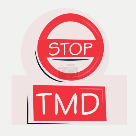 Tmd (Temporomandibular Disorders) Warning sign, vector illustration.